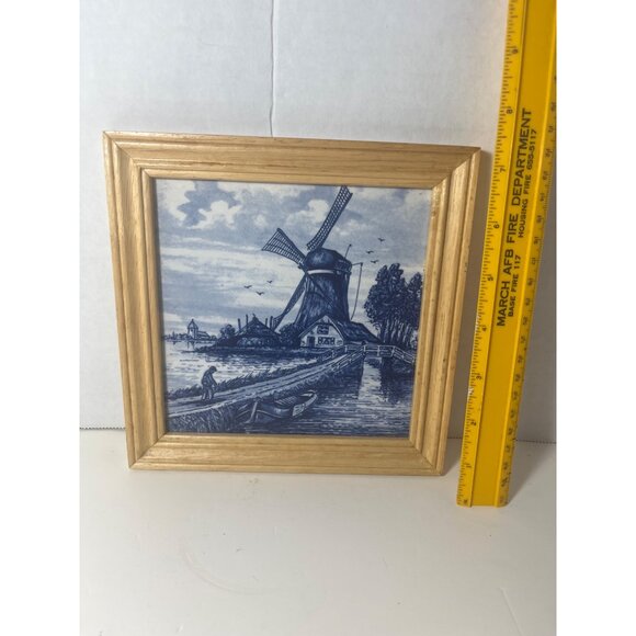 Delft Holland Blue & White Framed Hand Painted Tile 7”x7” - Picture 6 of 6